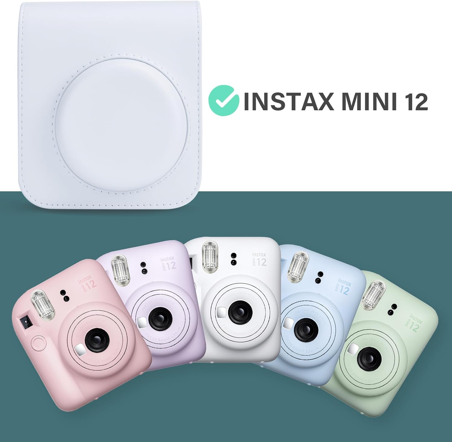 Thumbnail 4 de Rieibi Camera Case for Fuji Instax Mini 12 (White) – Crafted Fit with Front Panel, Strap and Back Pocket