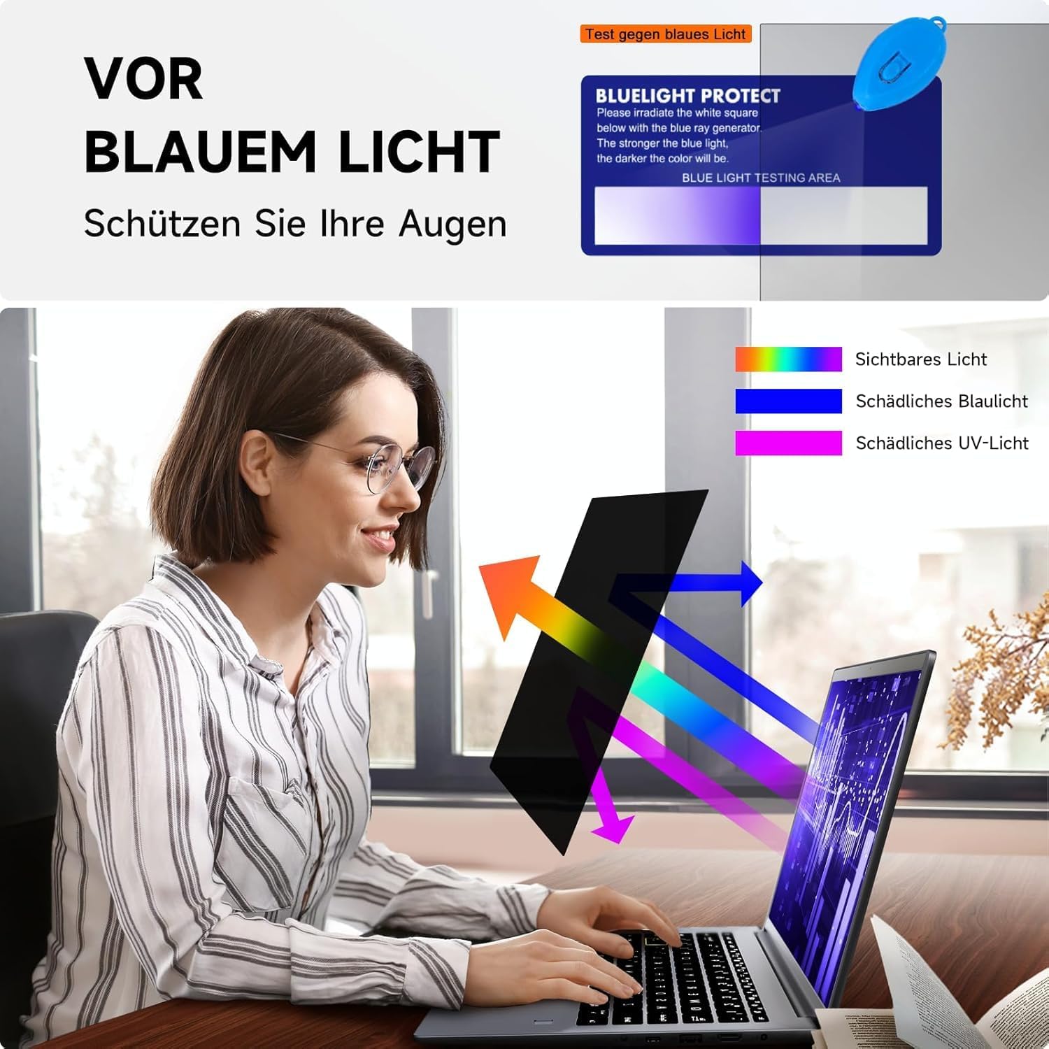 Detalle 2 de Mamol Sichtschutz 14 Zoll – Blendschutzfolie mit Dualseite (Matte/Glänzende) für 16:10 Laptops
