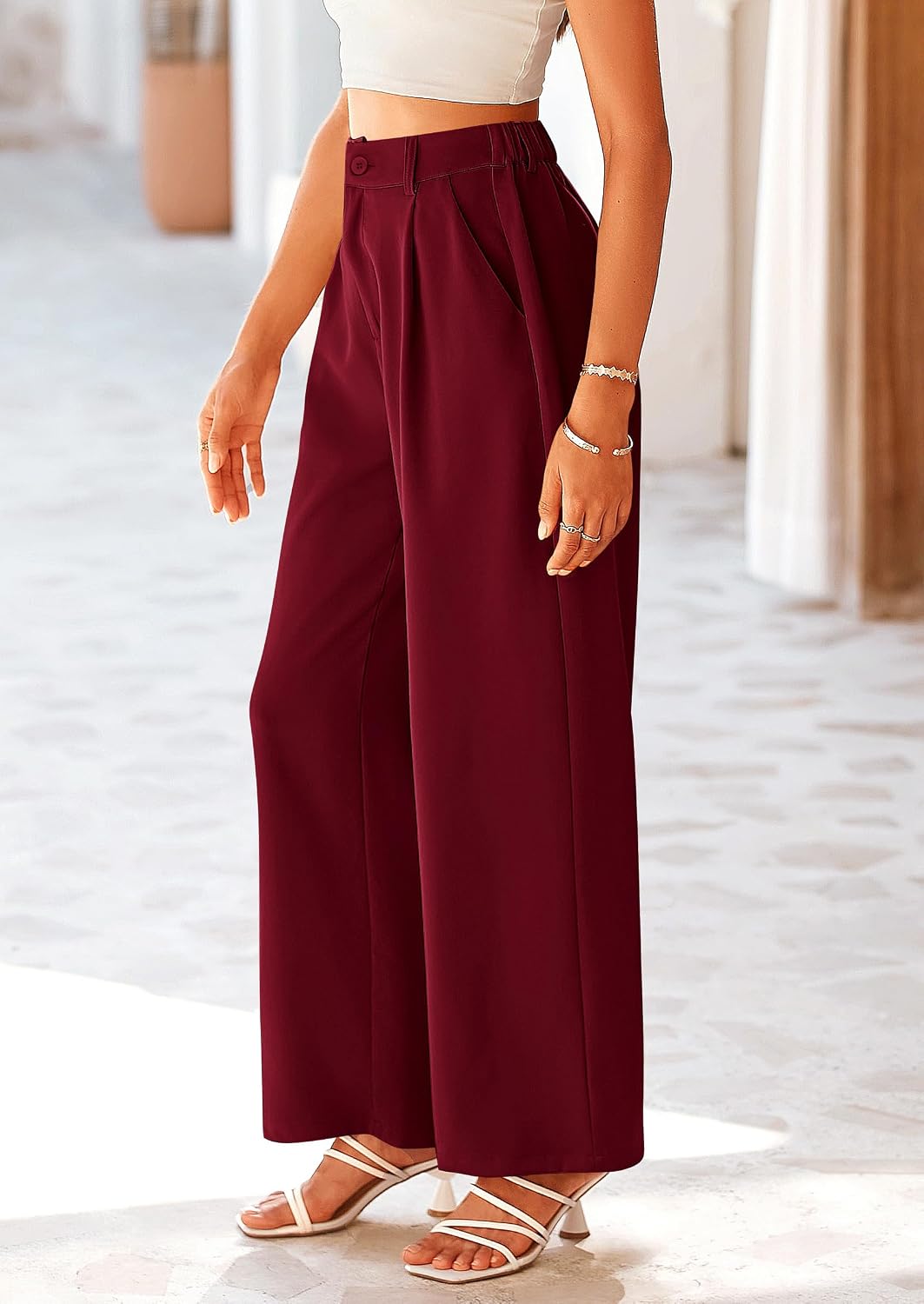 Detalle 2 de PRETTYGARDEN Wide Leg Pants for Women — High-Waisted Business Casual Work Pants with Pockets