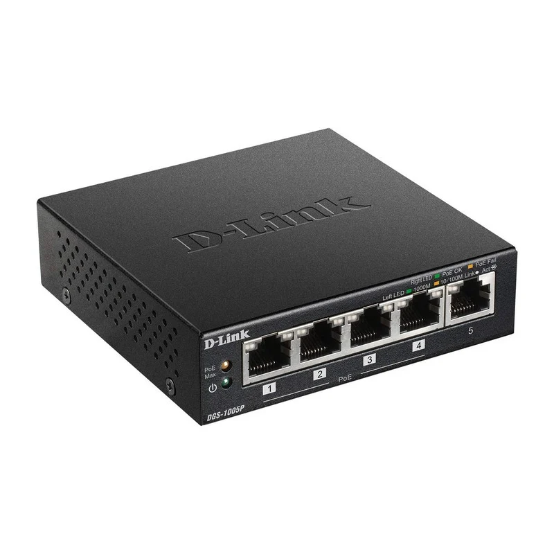 Detalle de D-Link DGS-1005P Switch 5 puertos Gigabit PoE+