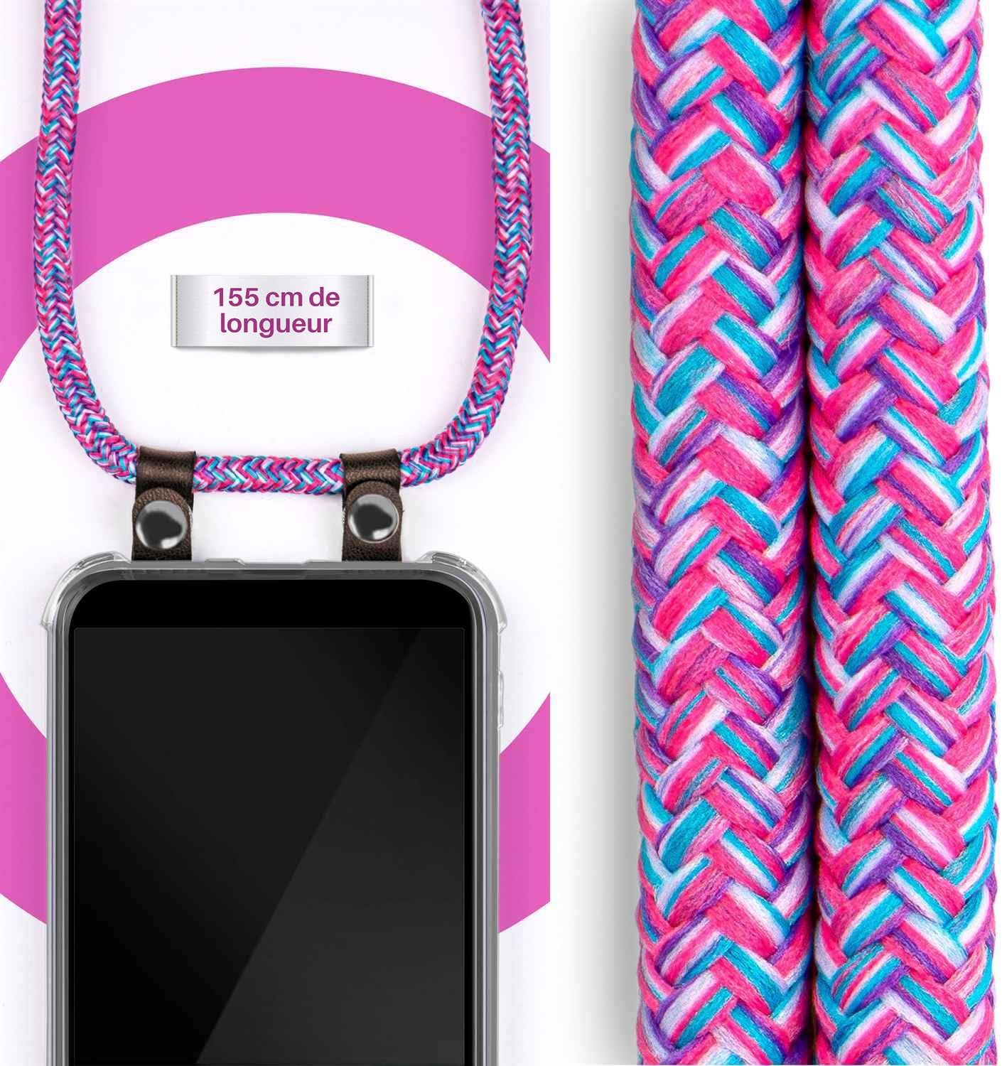 Detalle de moex Chaîne de téléphone portable compatible Galaxy S20 / S20 5G — coque en silicone violette avec sangle réglable