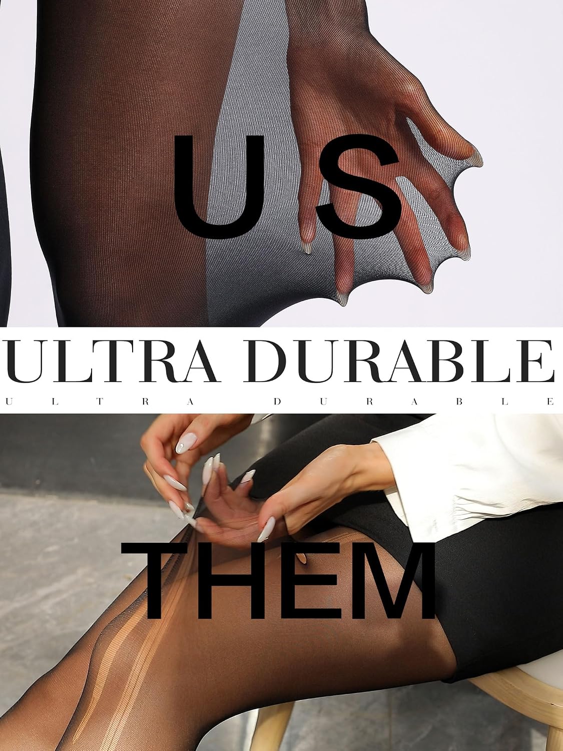 Detalle de HOTBOSS Unbelievable Durability Tights, 40D Semi-Sheer High-Waist T-Crotch