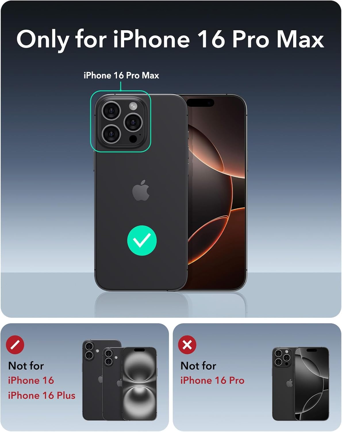 Thumbnail 1 de ESR iPhone 16 Pro Max Case with Stand (Cyber Series) — Military-Grade Drop Protection, MagSafe Compatibility, Black