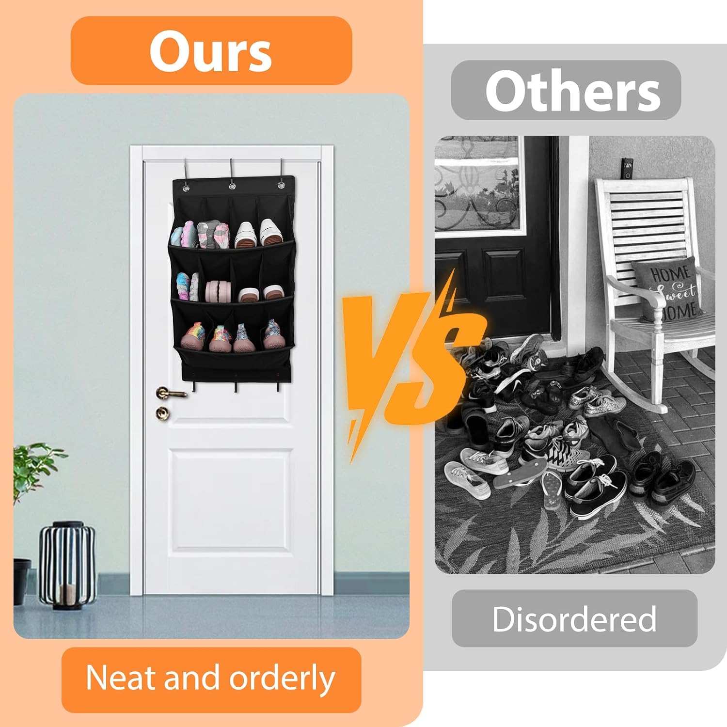 Detalle 2 de FitRepa CADDY wiszący organizer na buty, 12 kieszeni, czarny