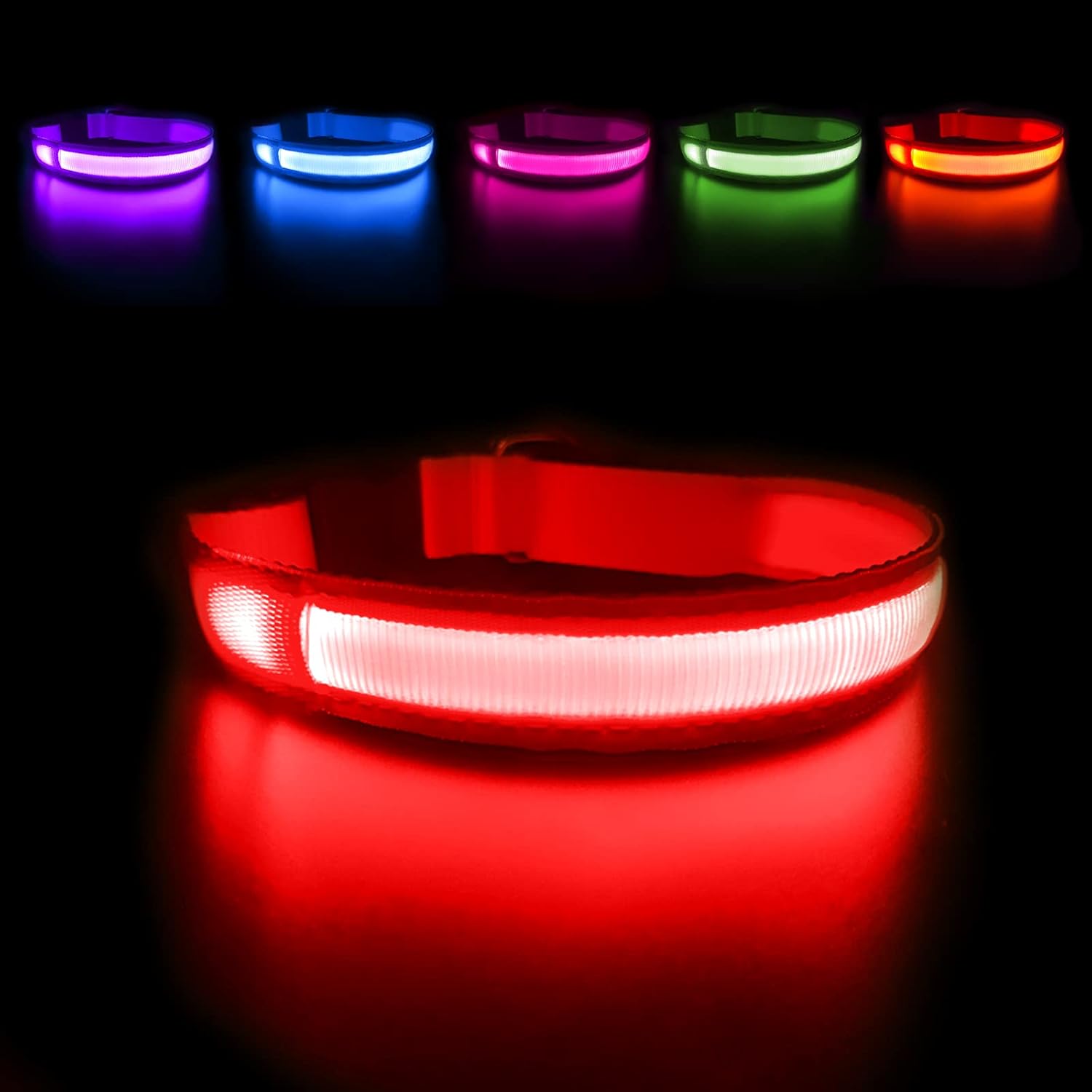 Thumbnail 6 de MASBRILL Light Up Dog Collar (Green) – Rechargeable, Waterproof LED collar with 3 lighting modes