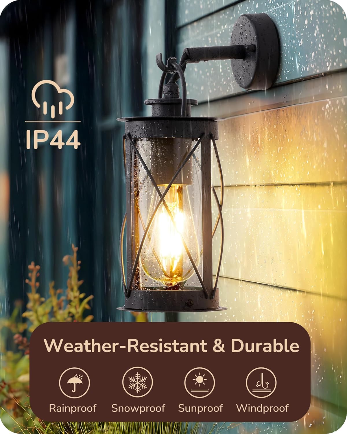 Detalle de EDISHINE Vintage Wall Light IP44 Anthracite 🏮