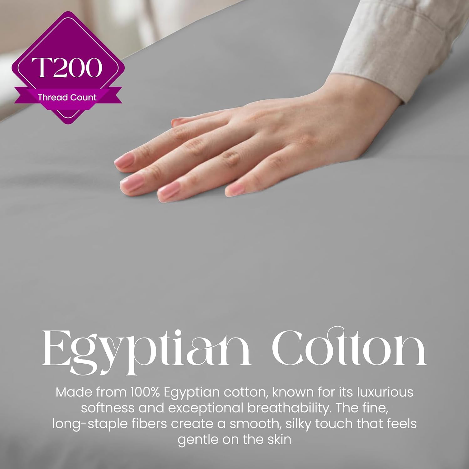 Detalle 2 de Linens World Egyptian Cotton 4FT Fitted Sheet: Breathable, Anti-Wrinkle Deep Pocket 30cm