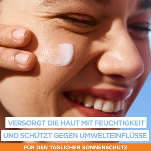 Detalle de Garnier Ambre Solaire Super UV Fluid LSF 50+ mit Hyaluronsäure – leichte, matte Gesichtssonnencreme (40 ml)