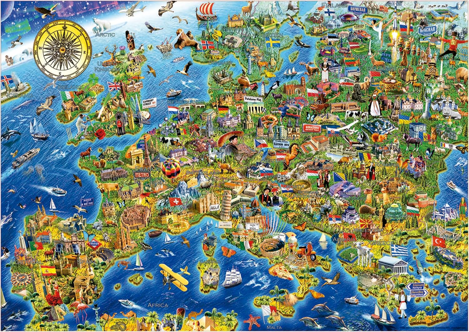 Thumbnail 1 de Puzzle 500 pièces Educa Folle Carte d’Europe — 48 x 34 cm, dès 11 ans