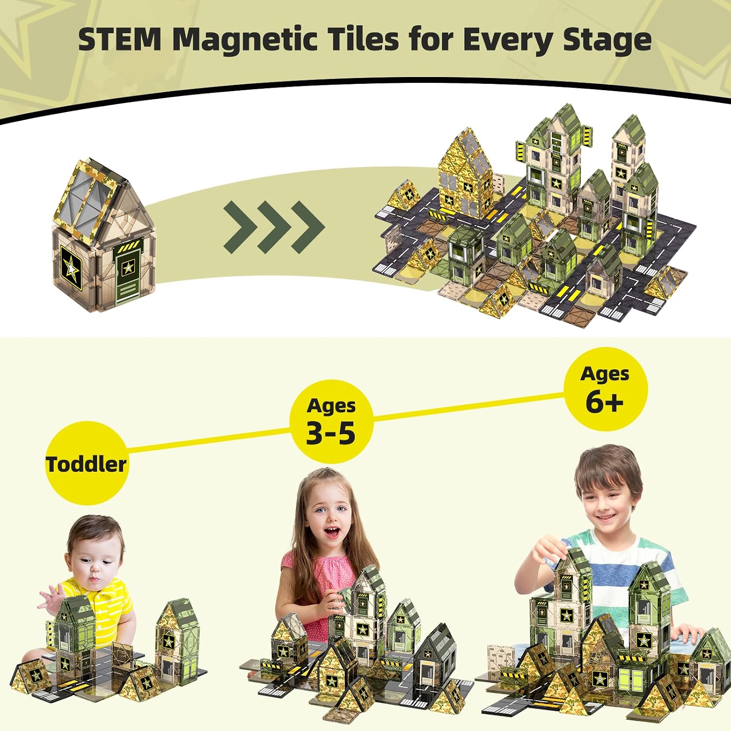 Thumbnail 4 de GobiDex 100PCS Army Magnetic Tiles 🧩