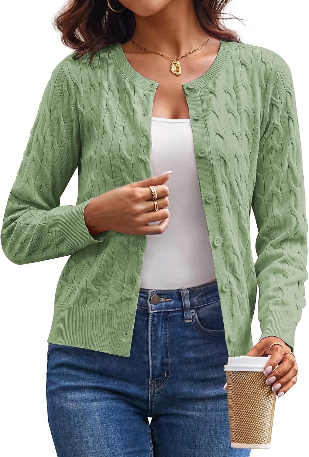 Thumbnail 6 de GRACE KARIN Cable Knit Cardigan Sweater