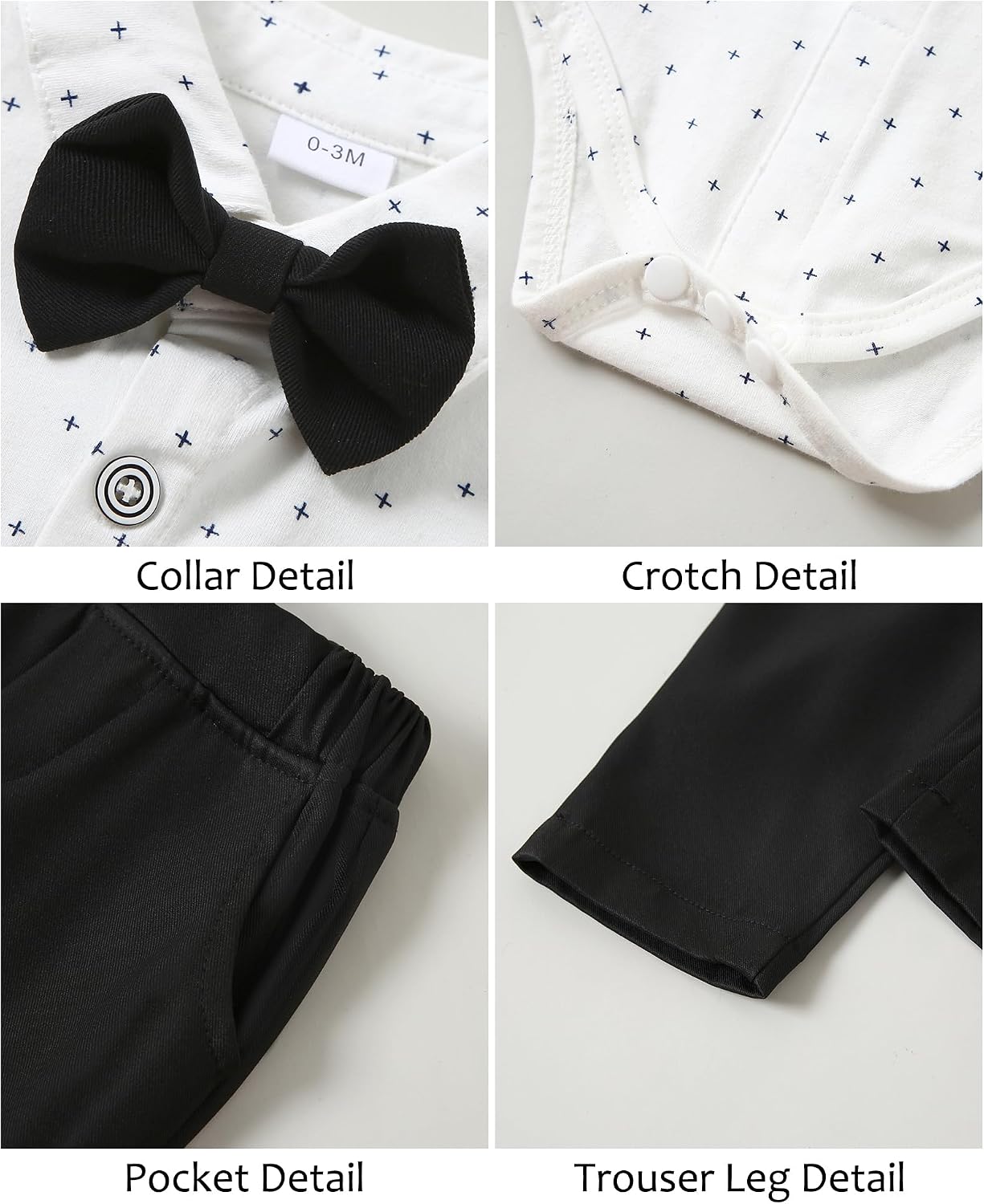 Detalle de ZOEREA Baby Jungen Gentleman Anzug 0-18 Monate – Hemd, Fliege, Weste, Korsage und Hosenträger