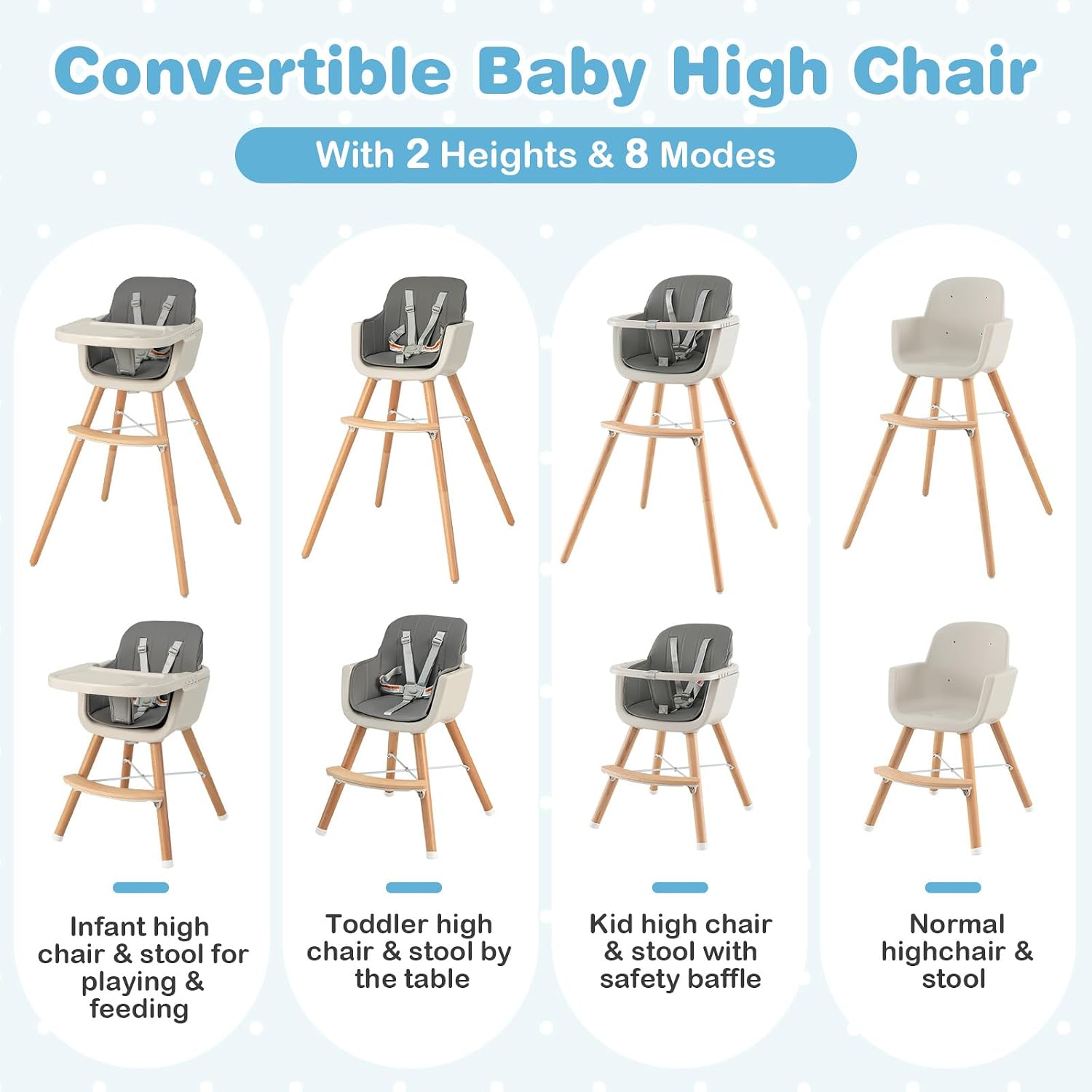Thumbnail 1 de HONEY JOY 6-in-1 Convertible Baby High Chair with Removable Tray, Dark Gray