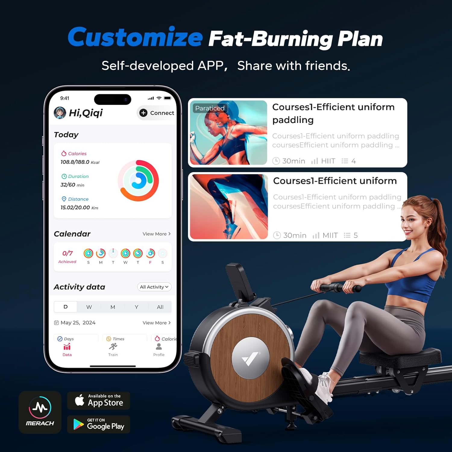 Thumbnail 6 de MERACH Rowing Machine for Home Gym — 16 Resistance Levels, Quiet Magnetic Rower
