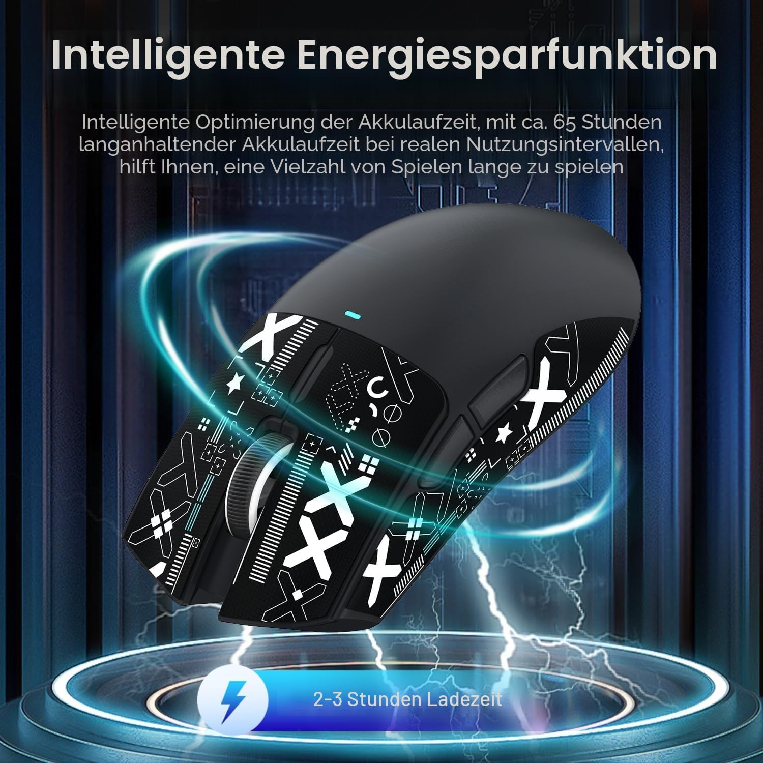 Detalle de ATTACK SHARK X11 Gaming-Maus mit magnetischer Ladestation (PixArt PAW3311), 22.000 DPI, 3 Modi