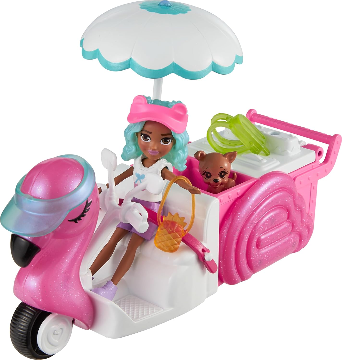 Thumbnail 2 de Ensemble de jeu Polly Pocket Flamingo Snack Cart avec poupée (7,6 cm), chiot et 17 accessoires