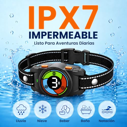 Detalle de Collar Antiladridos Holercoco: 3 Modos de Ultrasonido y Vibración para Perros, IPX7