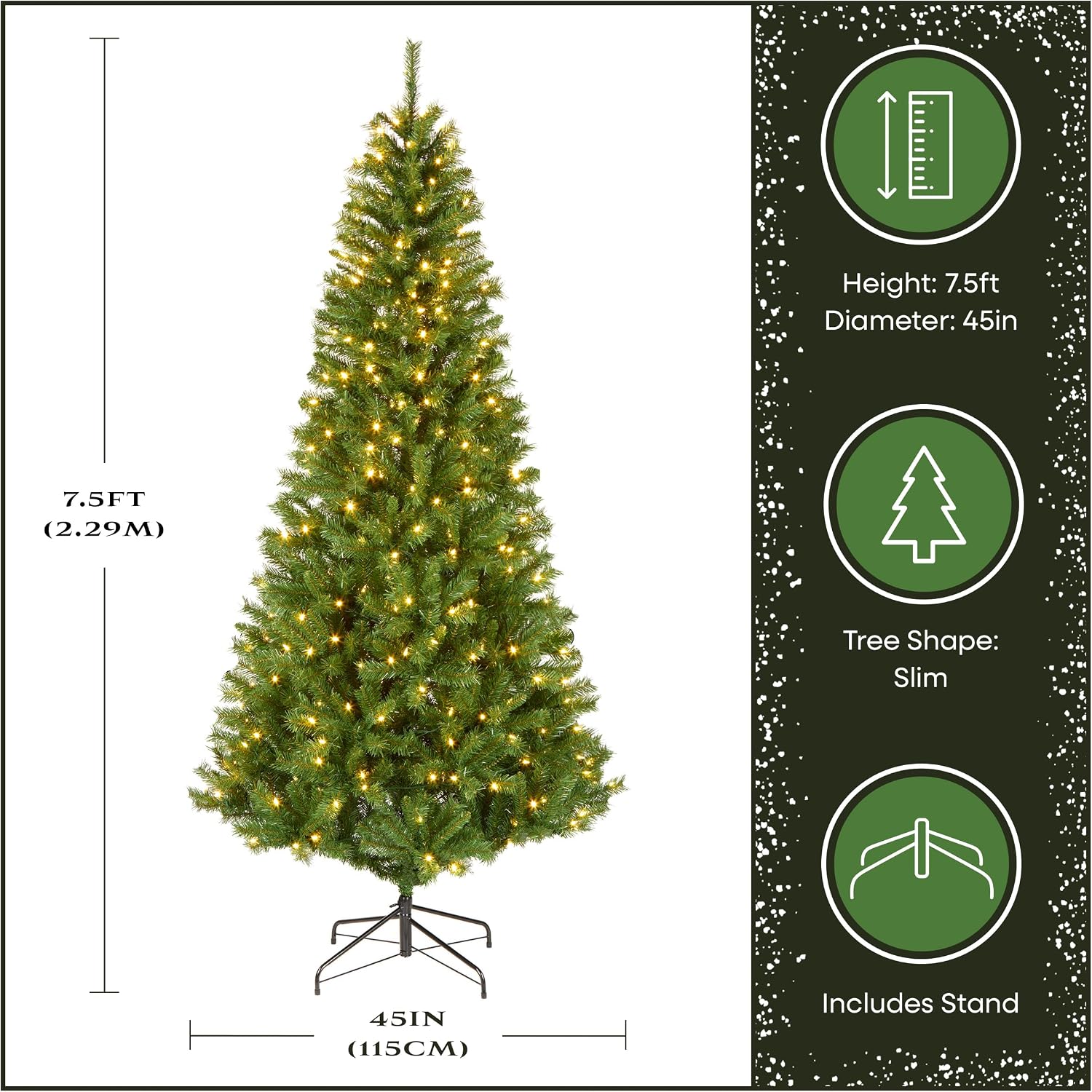 Detalle 2 de National Tree Company Winchester Pine Slim Christmas Tree, 7.5 ft, 350 LEDs