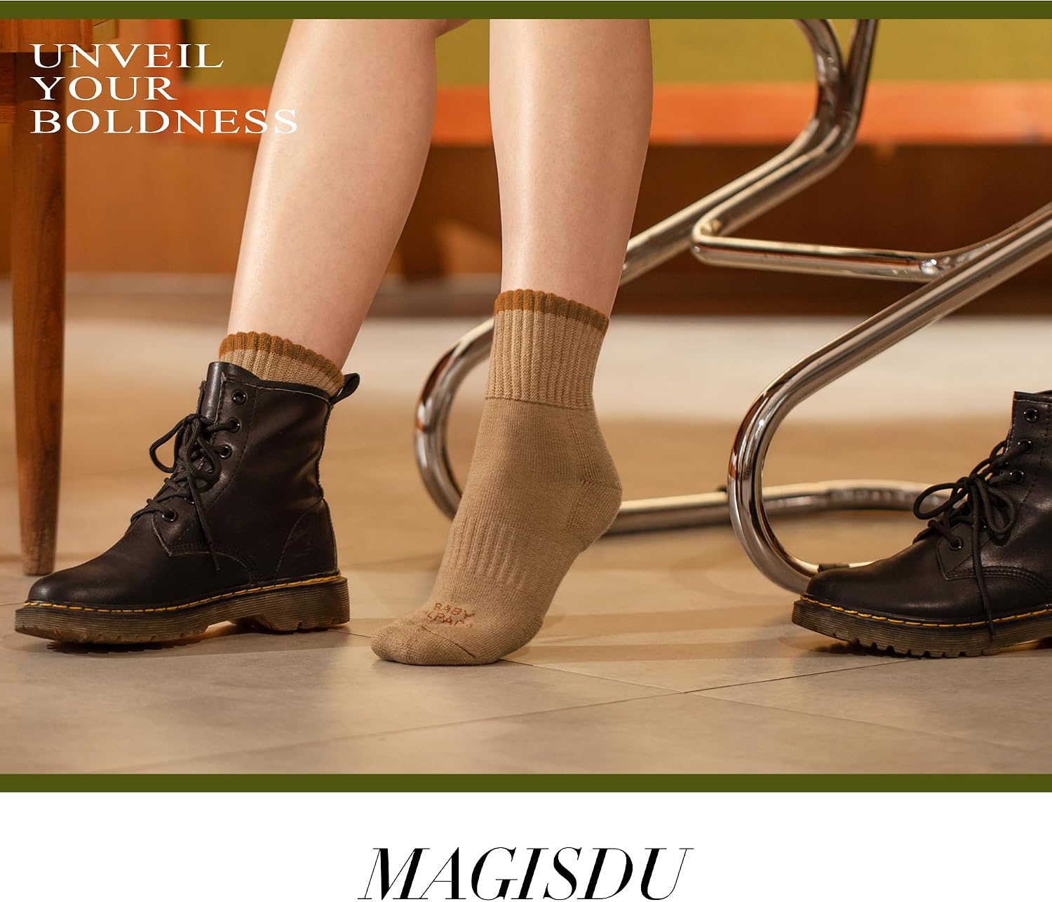 Detalle de MAGISDU Alpaca Wool Boot Crew Socks, 3 Pairs, Thermal Cushioning