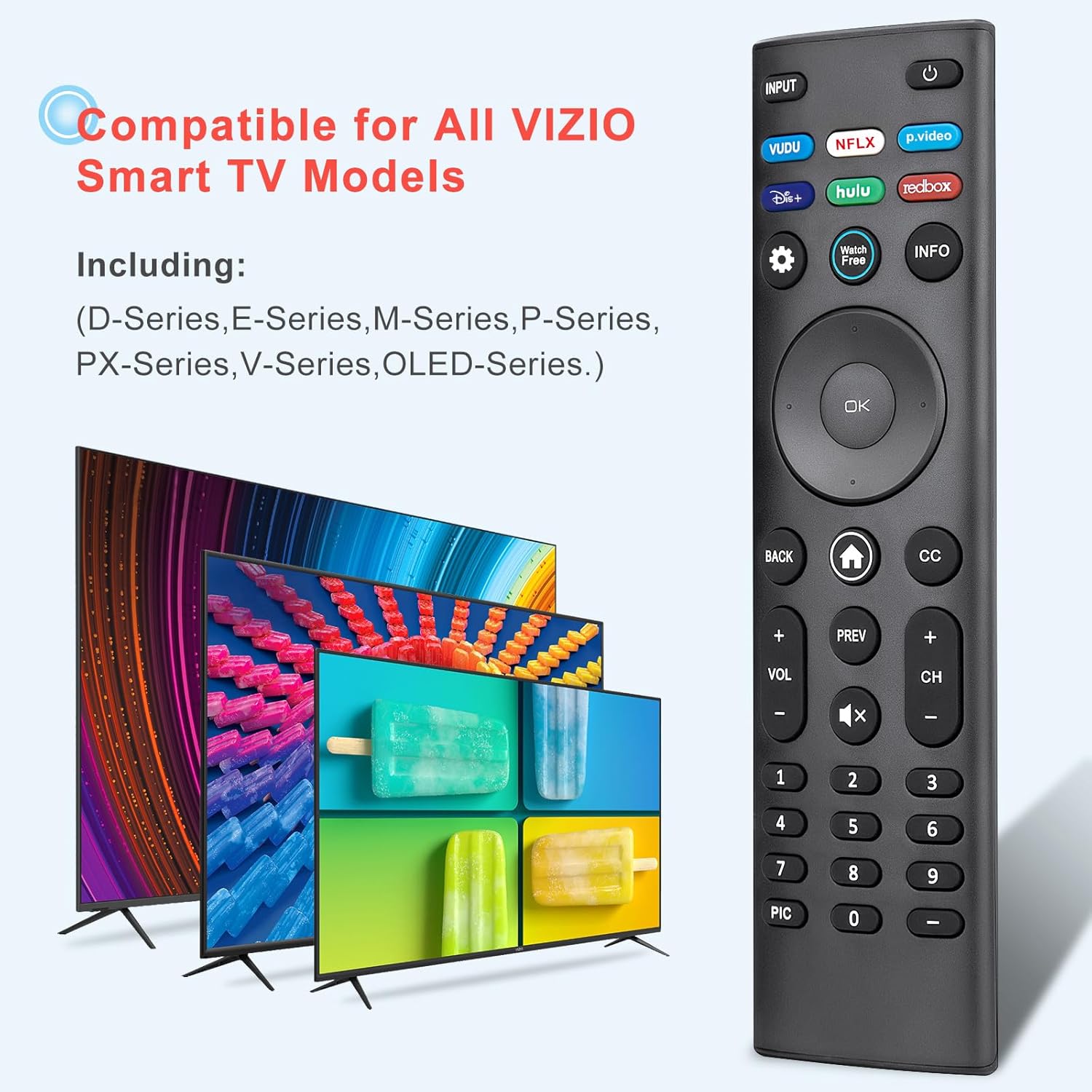 Detalle de Universal Remote Control XRT140 for VIZIO Smart TV (XRT136, XRT260, XRT270) – Replacement for Smartcast D/E/M/P/V/PX Series