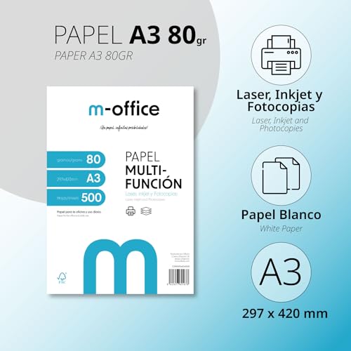 Detalle de Paquete de Folios A3 80 g - 100 hojas OFITURIA m-office (A3, 297 x 420 mm)