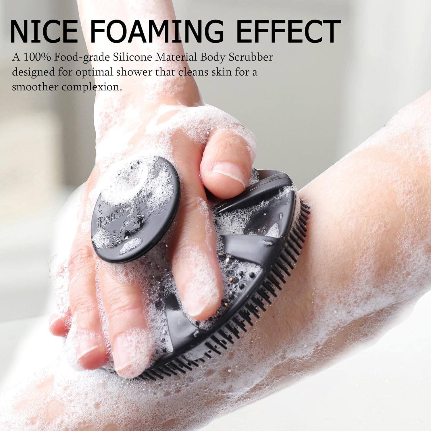 Thumbnail 1 de INNERNEED Food-Grade Soft Silicone Body Scrubber Shower Brush (Black) – Handheld cleansing skin brush