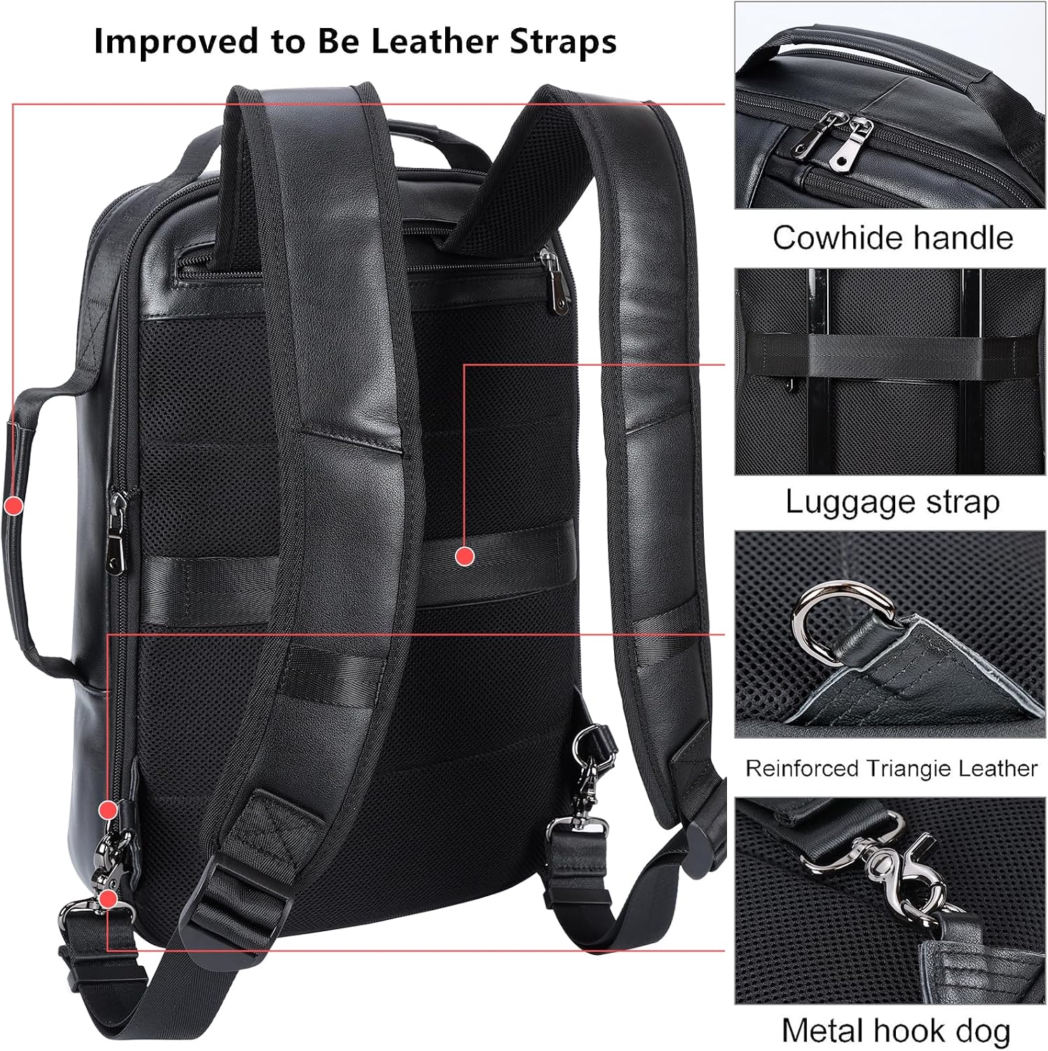 Thumbnail 6 de TIDING Leather 15.6" Laptop Backpack for Men 💼