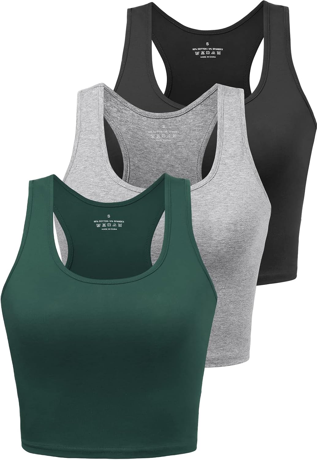 Detalle de Porvike Sports Crop Tank Tops 3-Pack 🏃♀
