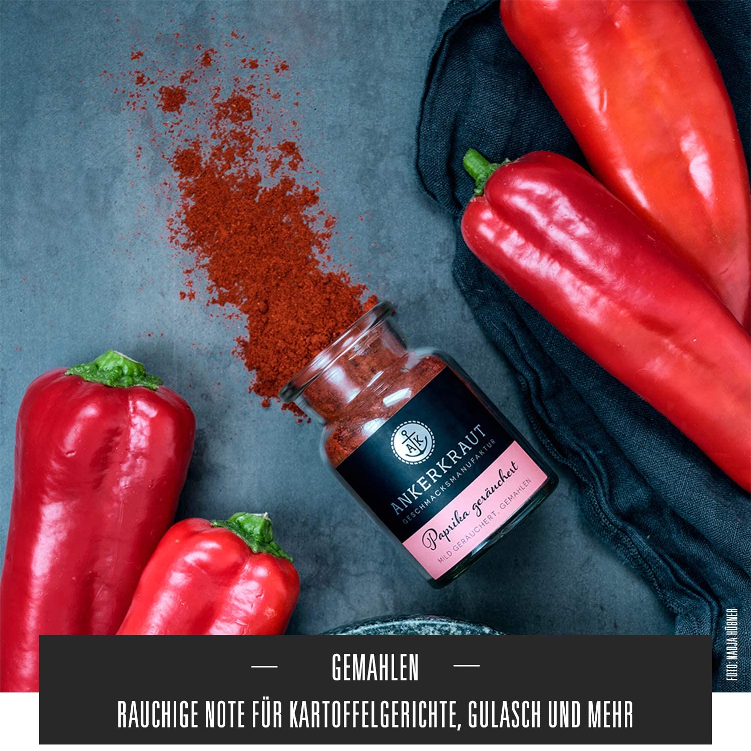 Detalle 2 de Ankerkraut Paprika geräuchert – gemahlene, rauchige Paprika im Streuer (170 g)