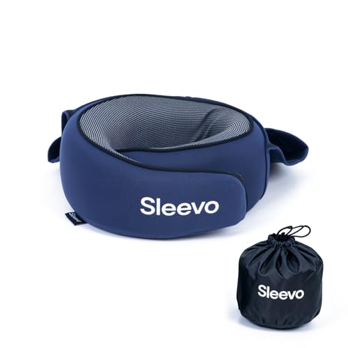 Detalle de Sleevo Nackenkissen Flugzeug Kinder mit Kapuze & Memory Foam – Blau, ab 6 Jahren