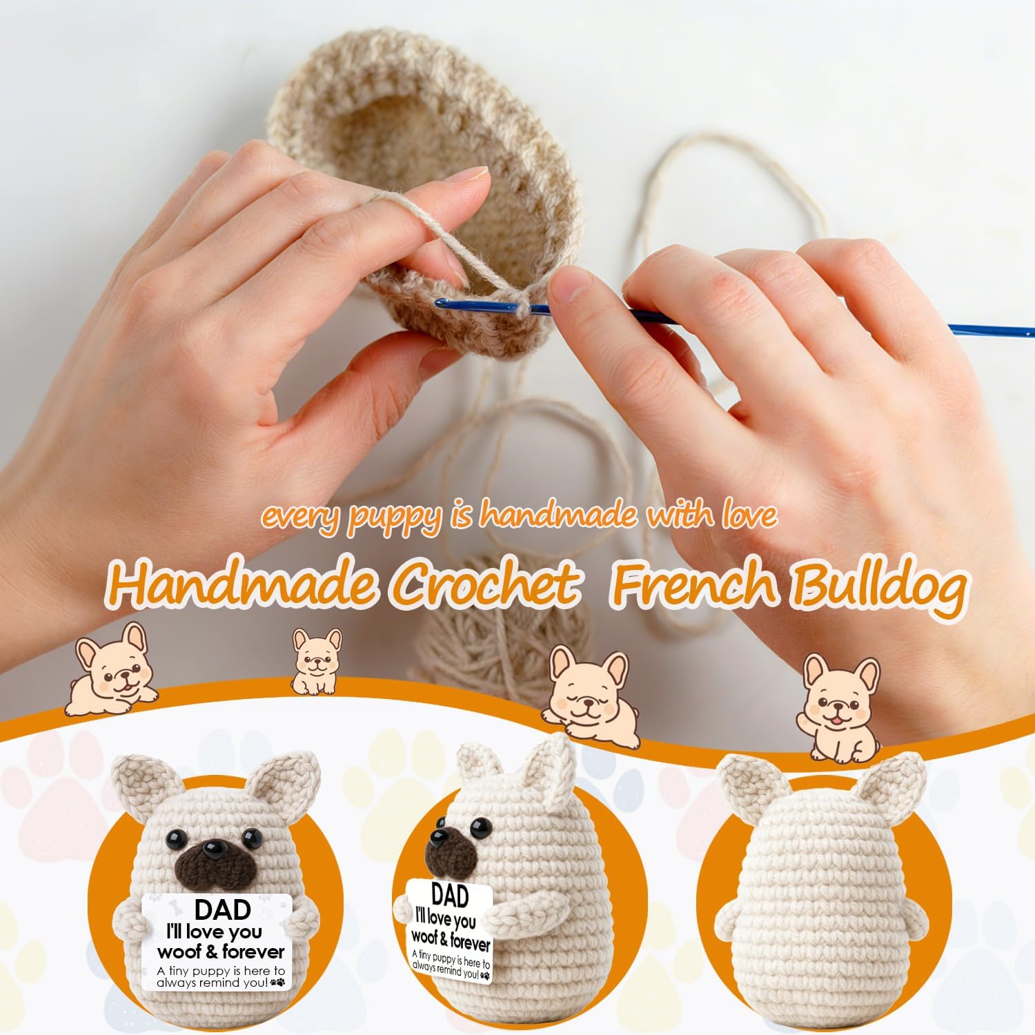 Detalle de Crochet Dog Keepsake, 3.2 x 2.2 Inches