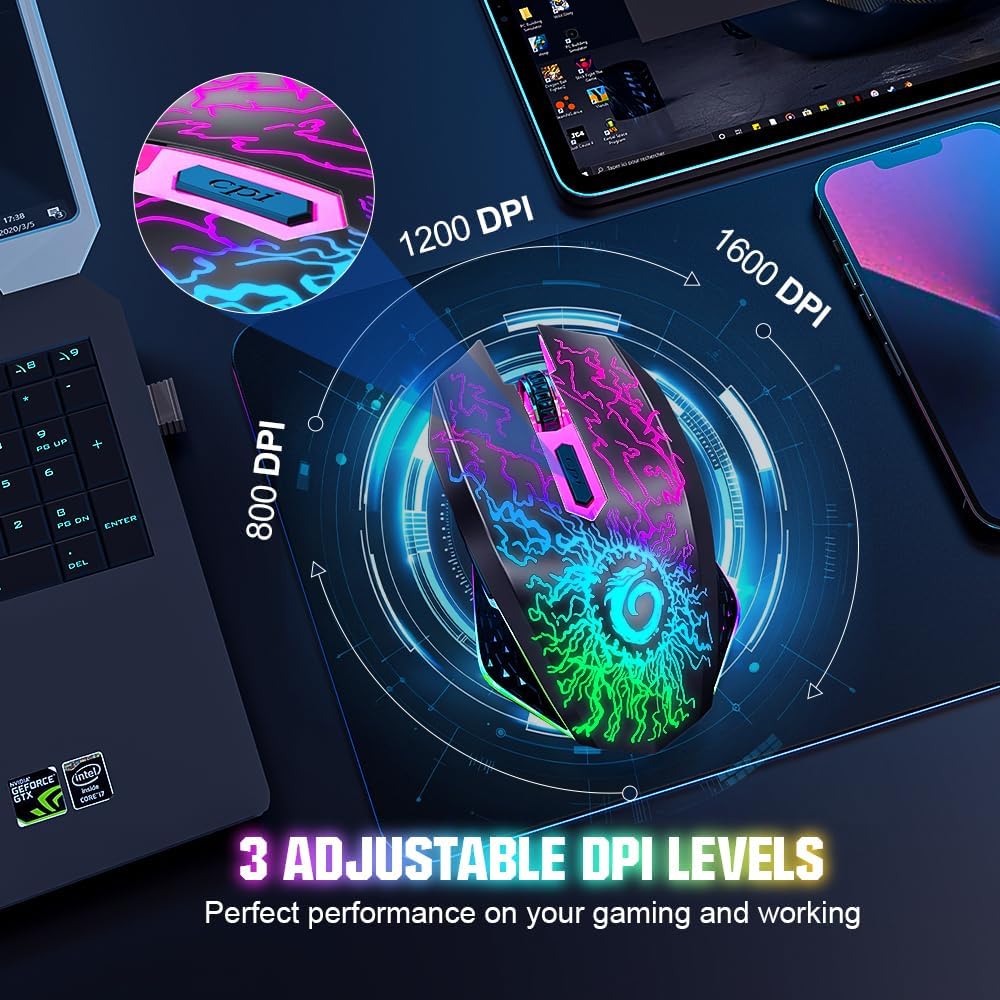 Thumbnail 4 de VersionTECH Wireless Gaming Mouse 3-level DPI