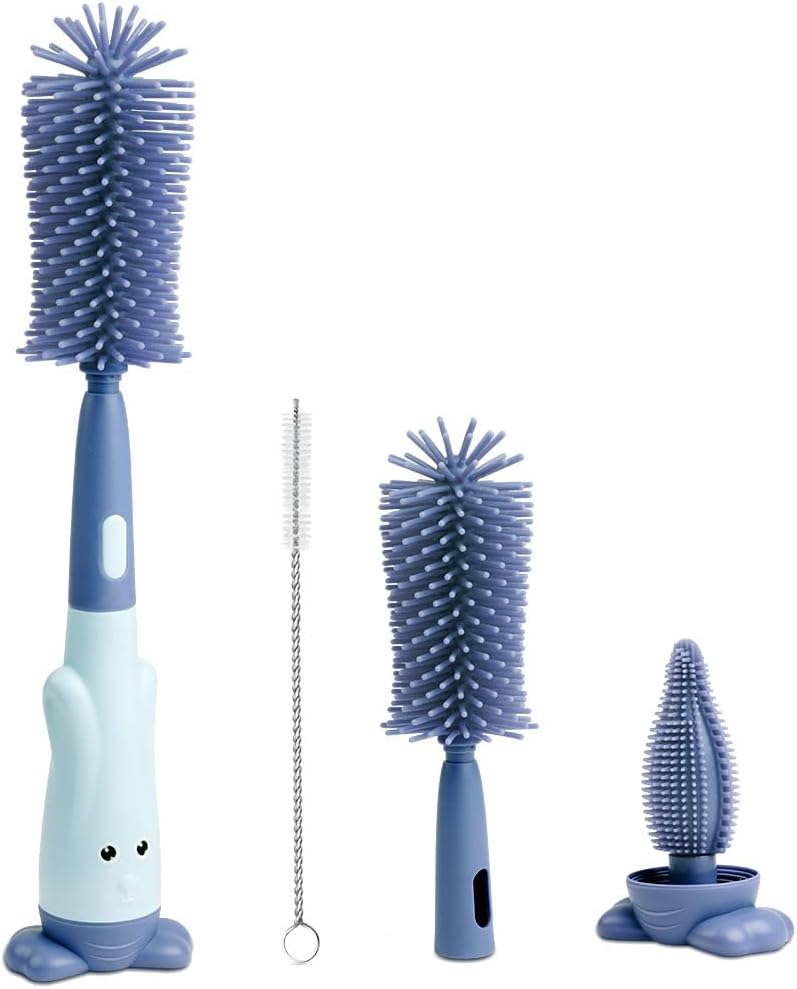 Kit de goupillons pour biberons Vicloon 3 en 1 (mousse à pression, 360°) sans BPA – Rose