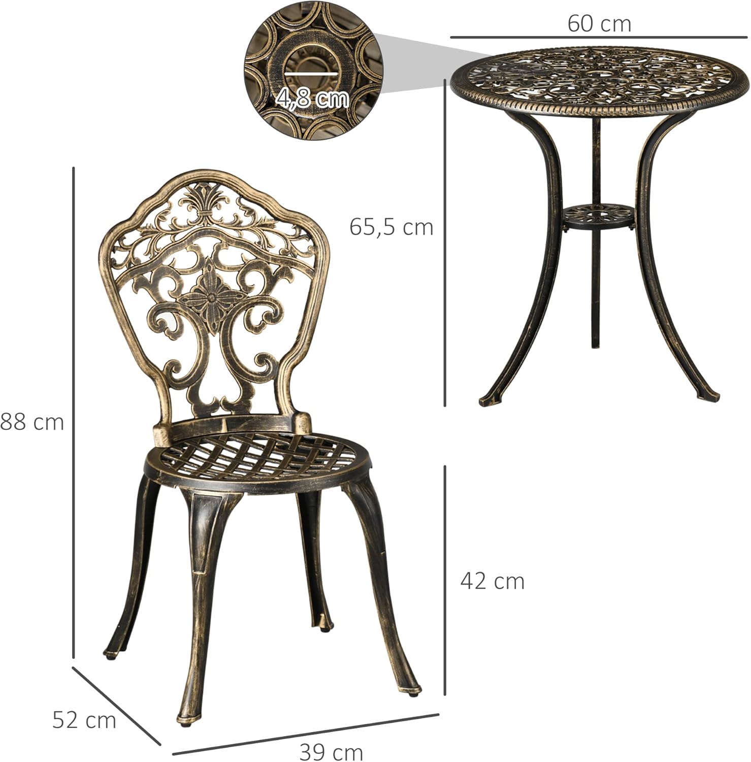 Thumbnail 6 de Outsunny Ensemble bistrot en aluminium 2 places