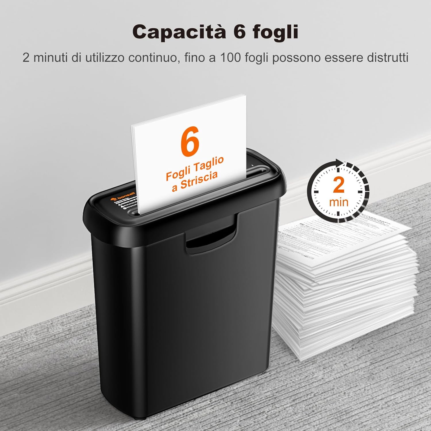 Detalle 2 de Bonsaii S123-A Distruggi documenti con braccio telescopico: compatto, sicuro e versatile