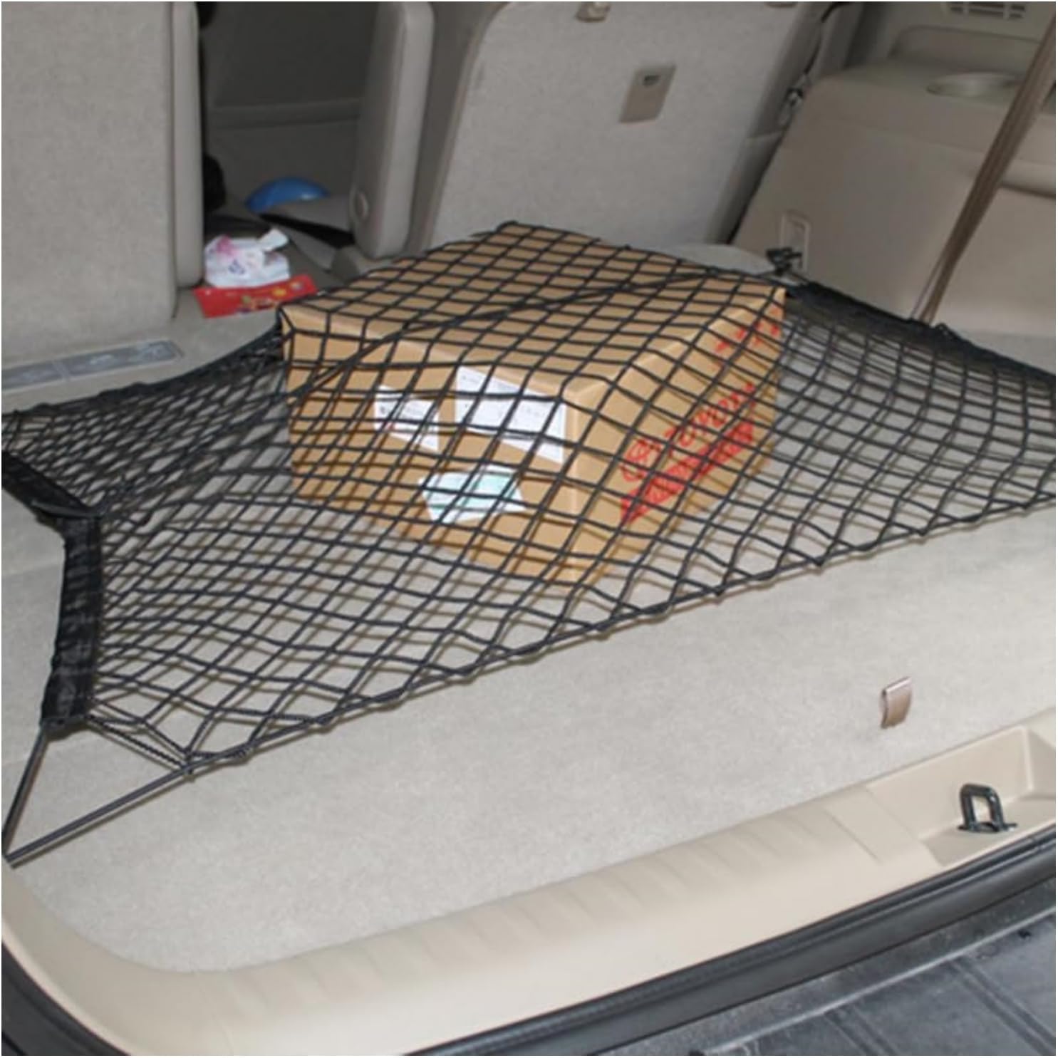 Thumbnail 3 de JT-HLM Cargo Net Stretchable: Nylon Mesh, Adjustable Elastic Car Boot Net with 4 Hooks (40x60cm) for SUVs, Cars and Trucks
