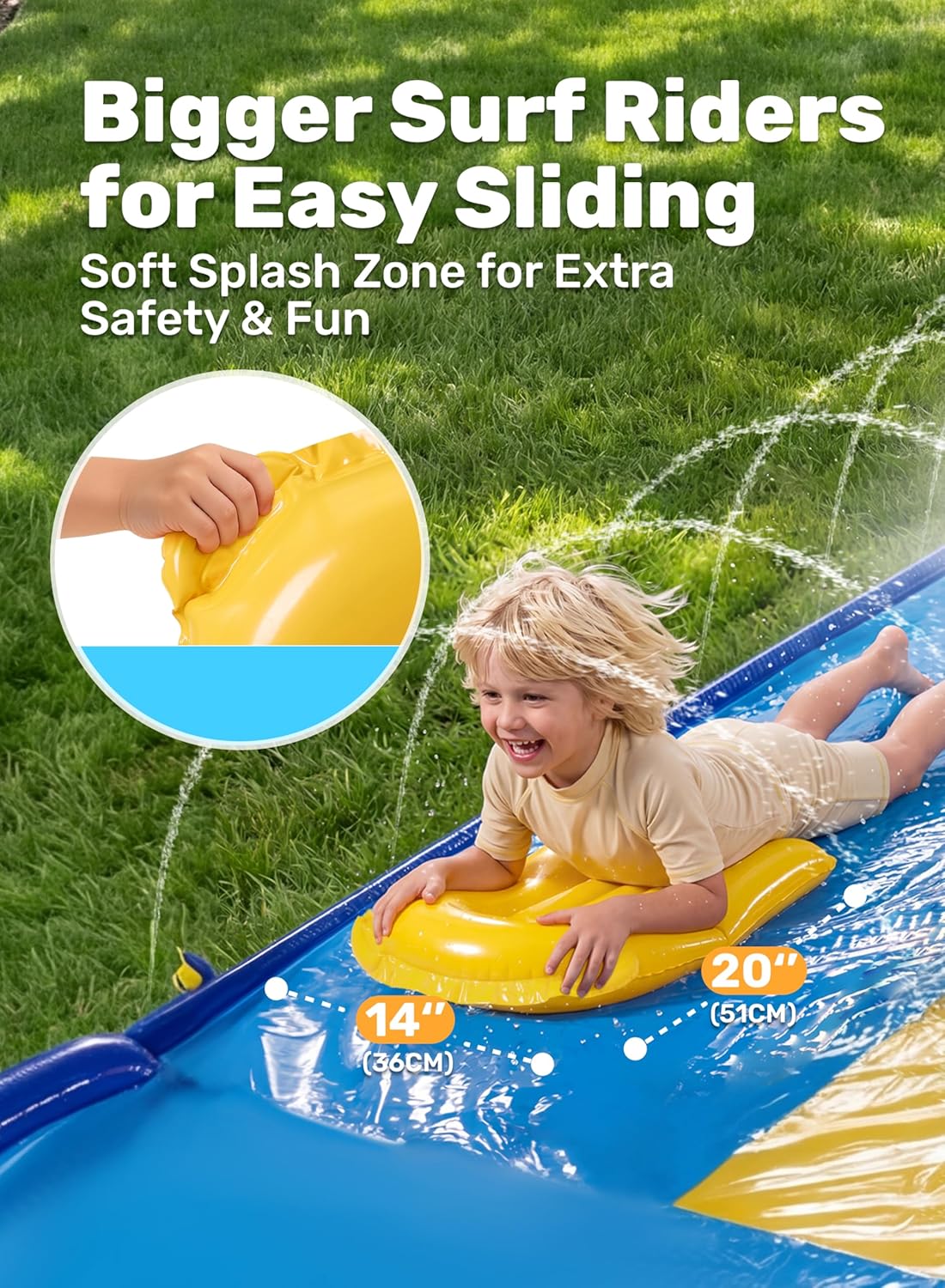 Thumbnail 2 de Sloosh Triple Water Slide with 3 BodyBoards (22.5FT) — Lawn Splash Pad Slip & Sprinkler Toy