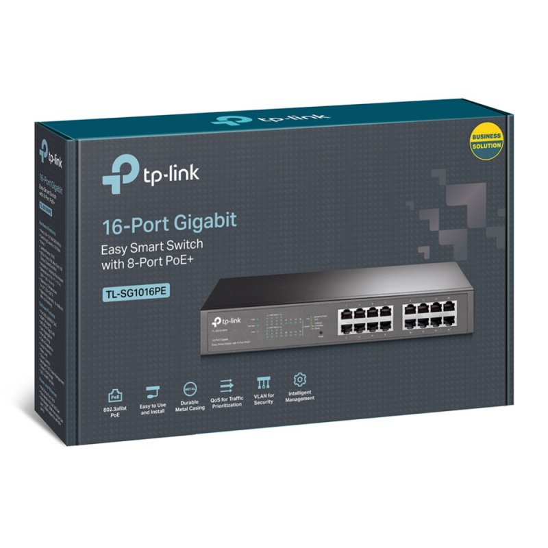 Detalle de TP-Link TL-SG1016PE: Switch gestionado de 16 puertos con 8 PoE+ para redes empresariales