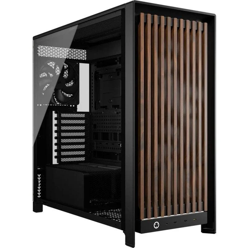 Detalle de Corsair FRAME 5000D WOOD RS: Caja Midi modular en negro/nogal para PC Gaming