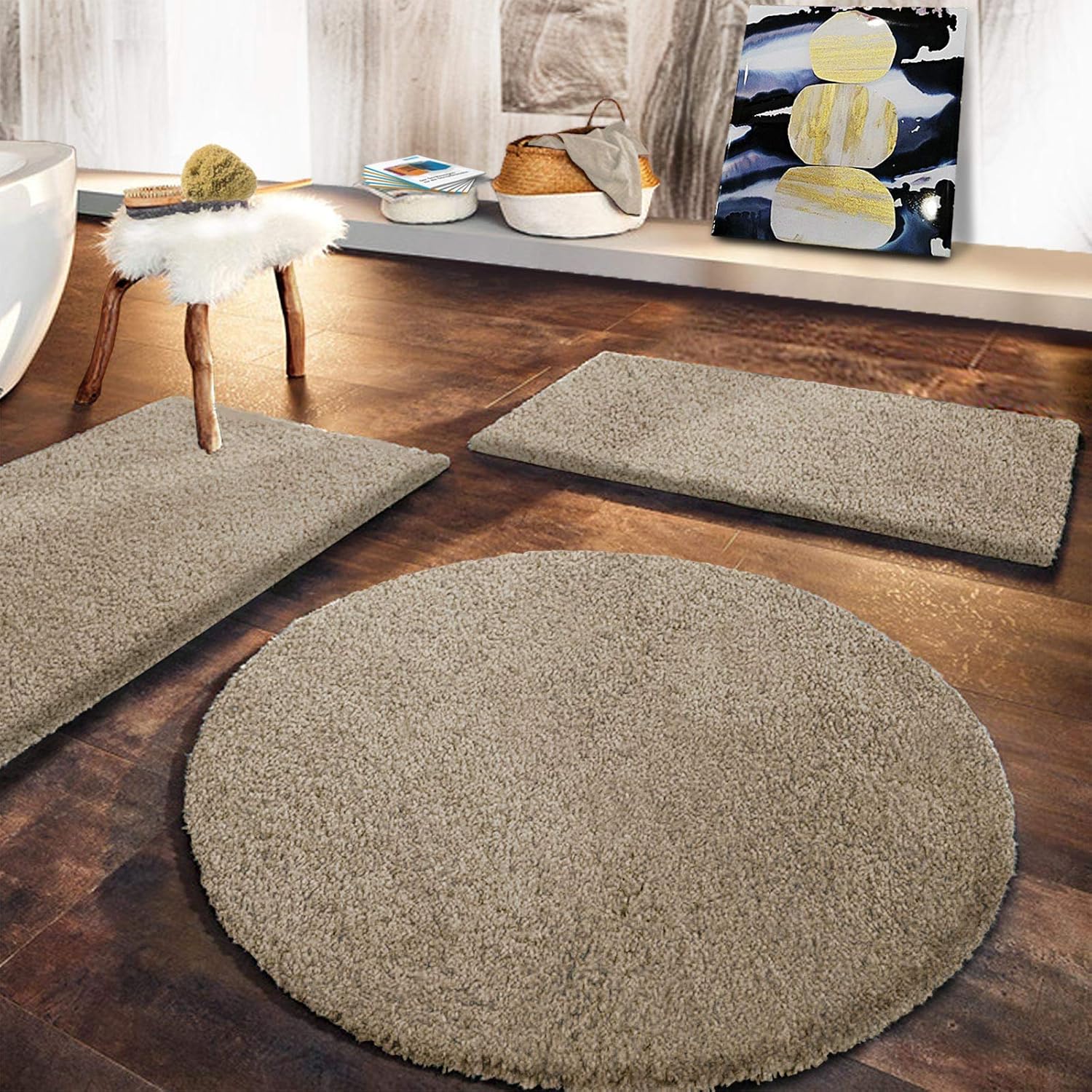 Thumbnail 1 de casa pura Badematte beige – weicher Badteppich in Shaggy-Optik, 80x150 cm, Sky Soft