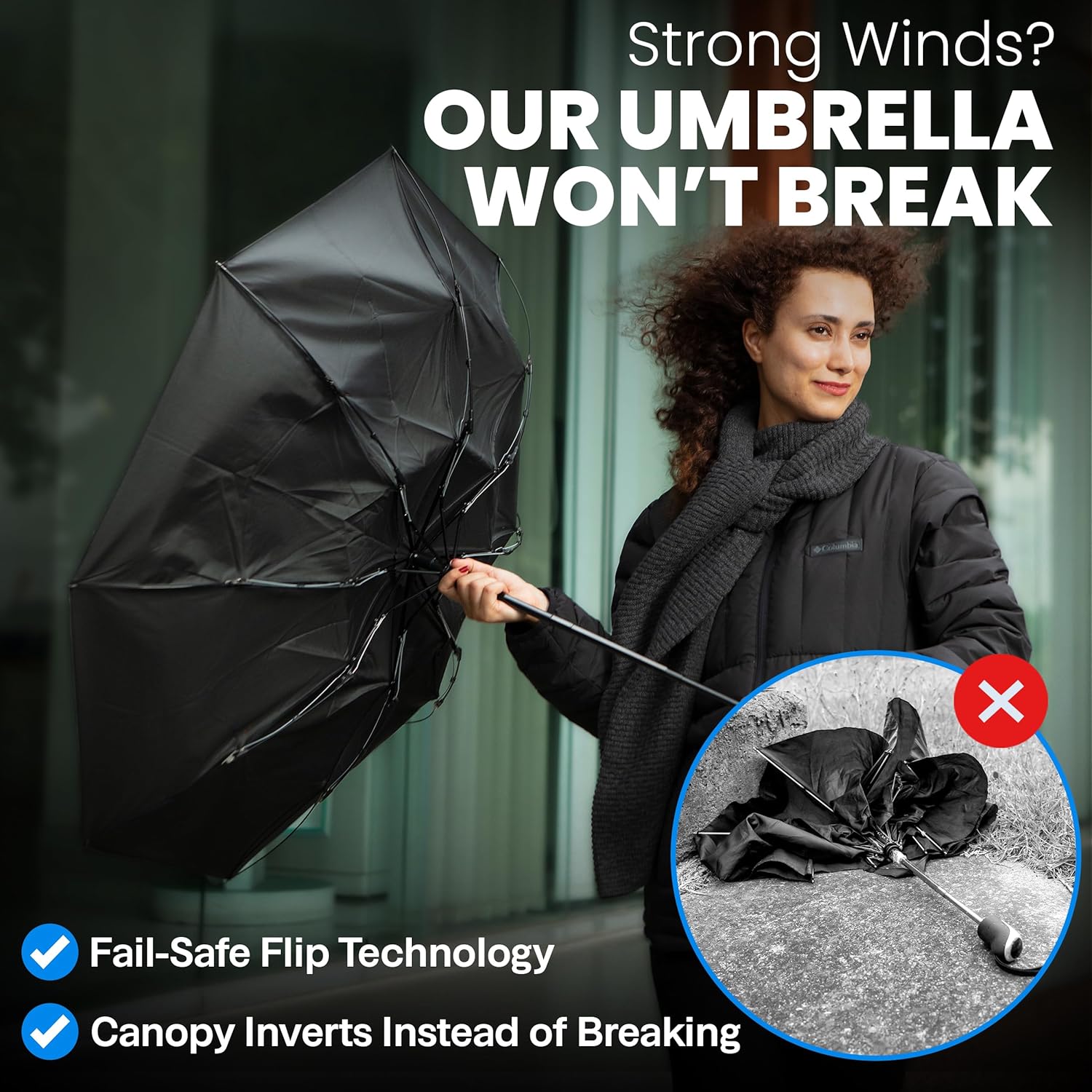 Thumbnail 2 de Rain-Mate Windproof Compact Umbrella (Auto Open & Close) — Portable Folding Travel Umbrella for Rain