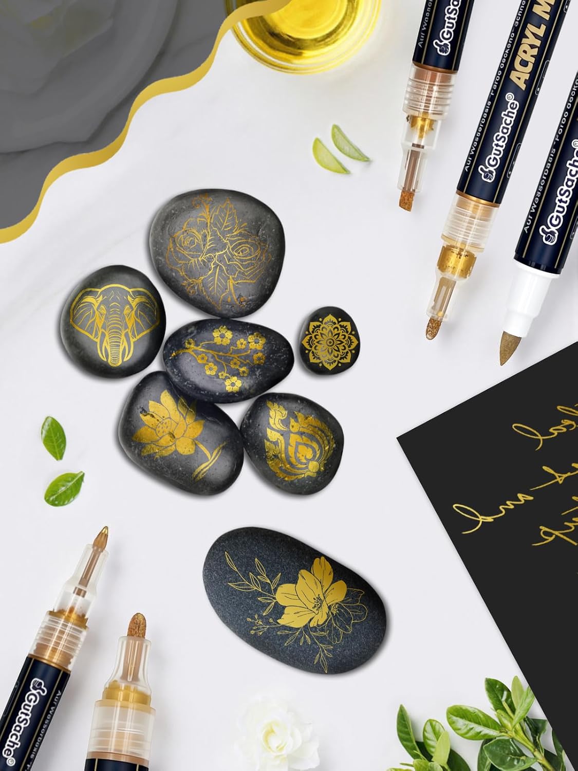 Detalle 2 de DealKits Goldene Acrylmarker Set mit 5 Stiften