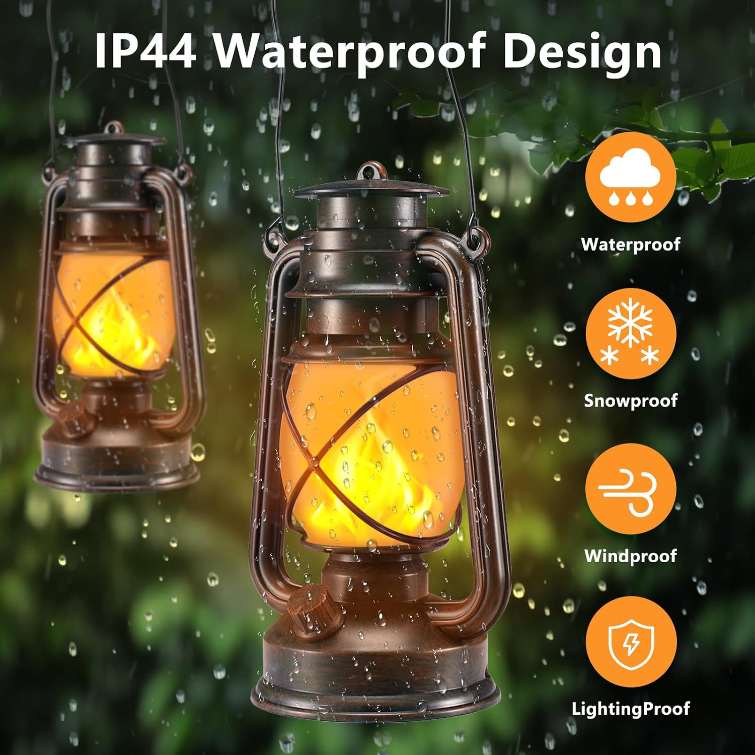 Detalle 1 de Marlrin 2-Pack Bronze LED Lanterns with Flickering Flame and Remote