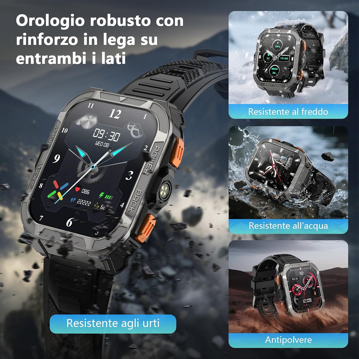 Detalle 2 de Blackview Smartwatch Uomo W80Pro: Orologio Smartwatch Militare con Chiamate Bluetooth e GPS
