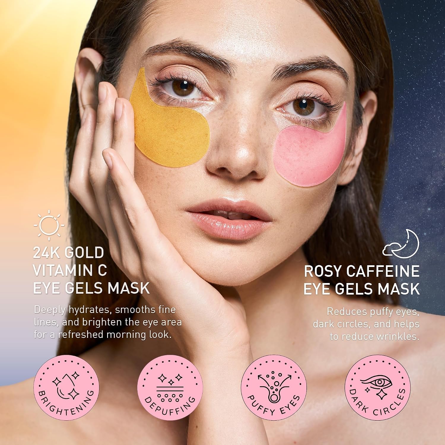 Detalle de Enaskin Naturals Under Eye Patches Kit, 120-Piece 2-Pack with 24K Gold and Rosy Caffeine