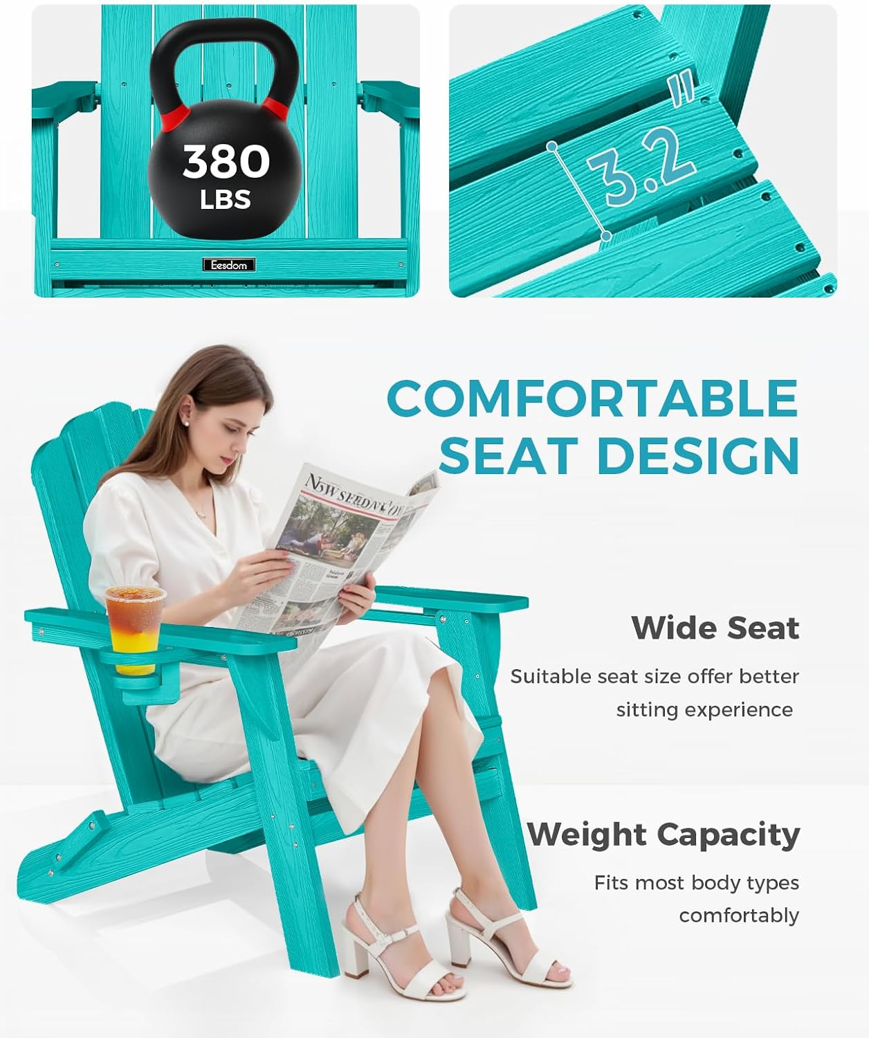 Detalle 2 de Folding Adirondack Chairs, HDPE