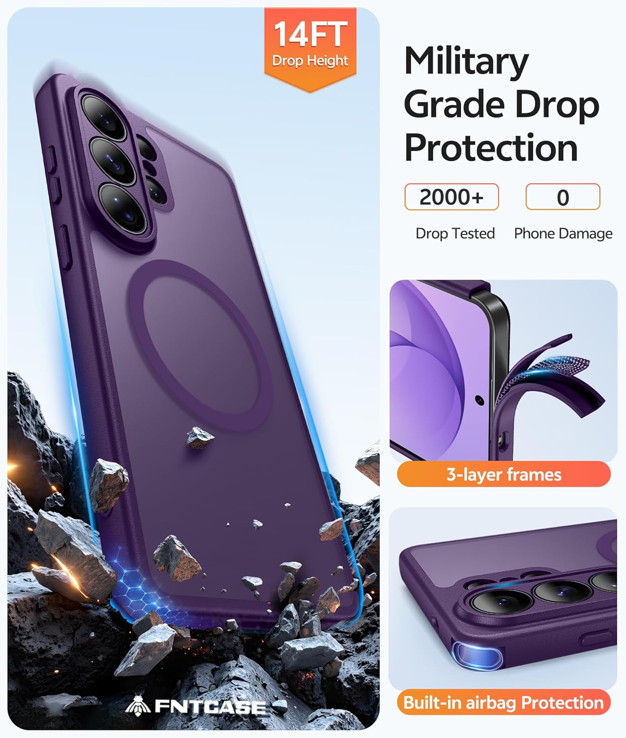 Thumbnail 4 de FNTCASE for Samsung Galaxy S26 Ultra Case (MagSafe, Screen Protector, Full Camera Protection) – Purple