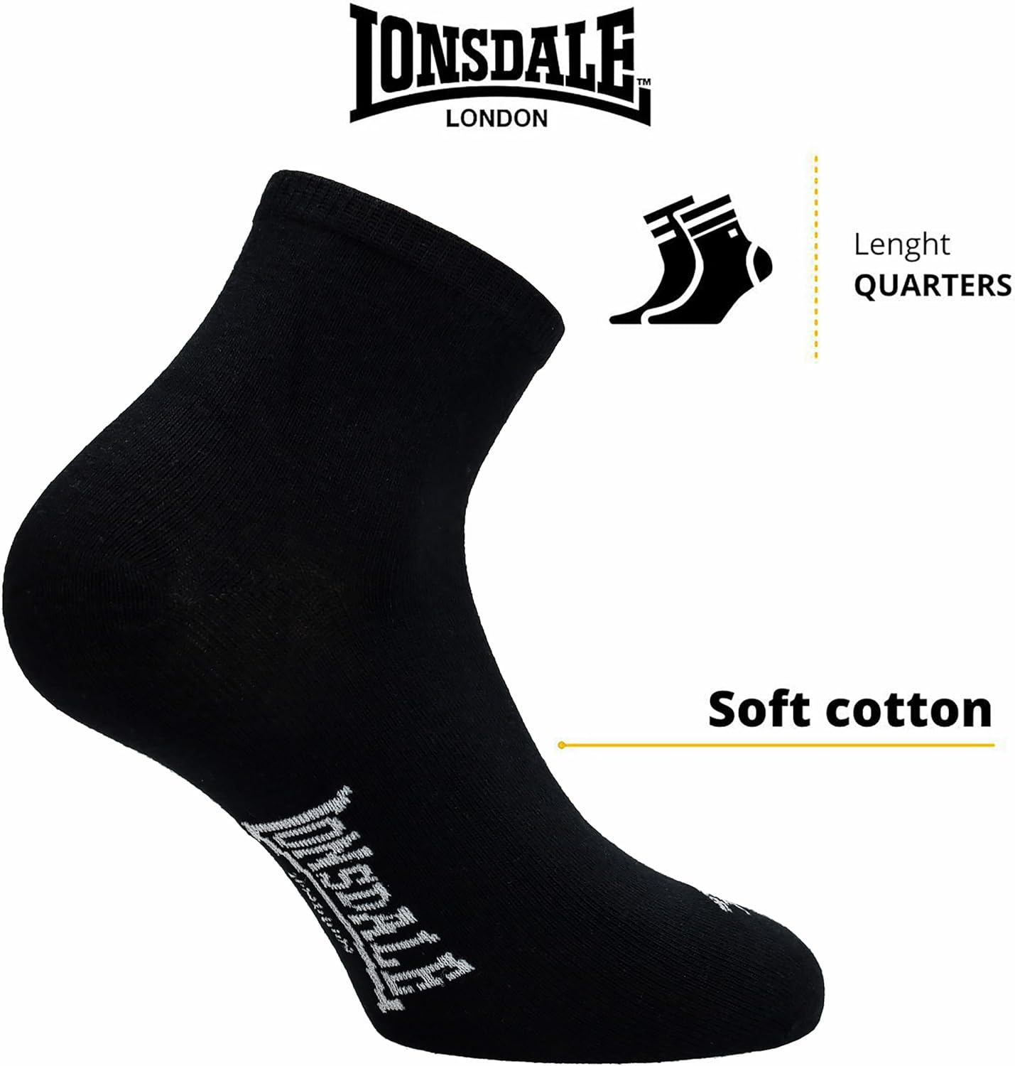 Thumbnail 2 de Lonsdale 6 paia calzini corti quarter in cotone traspirante (uomo/donna)