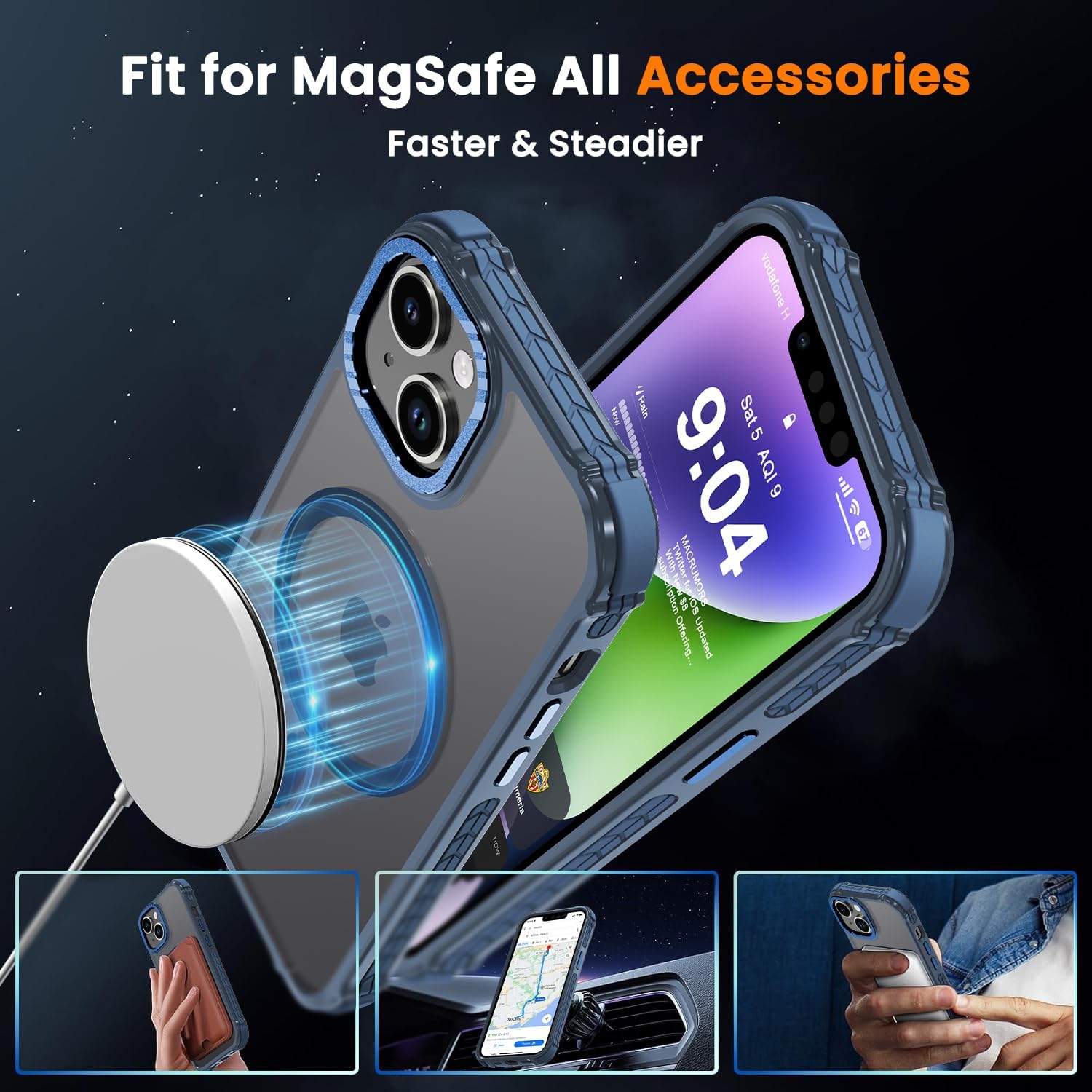 Thumbnail 3 de DEERLAMN Strong Magnetic Case for iPhone 13/14 (6.1-Inch) – Frosted Blue