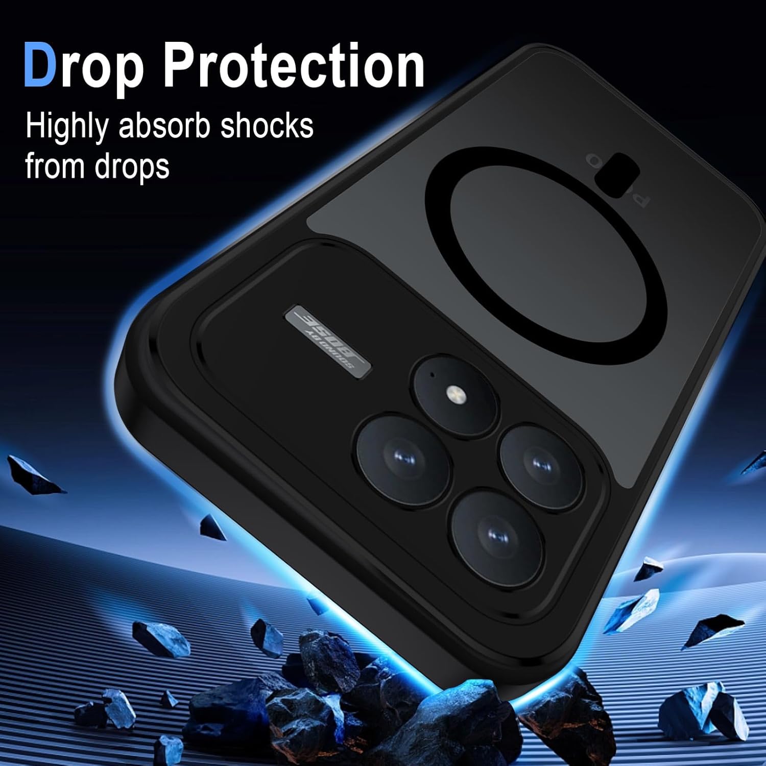 Thumbnail 5 de XTCASE Coque magnétique pour Xiaomi POCO F8 Pro – Transparent noir, protection renforcée